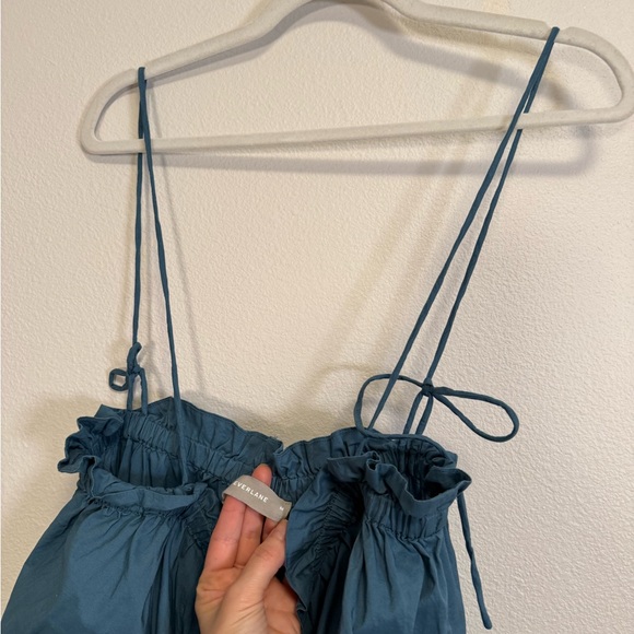 Everlane The Flowy wide leg cotton jumpsuit Sz M blue Oversized - Picture 7 of 8
